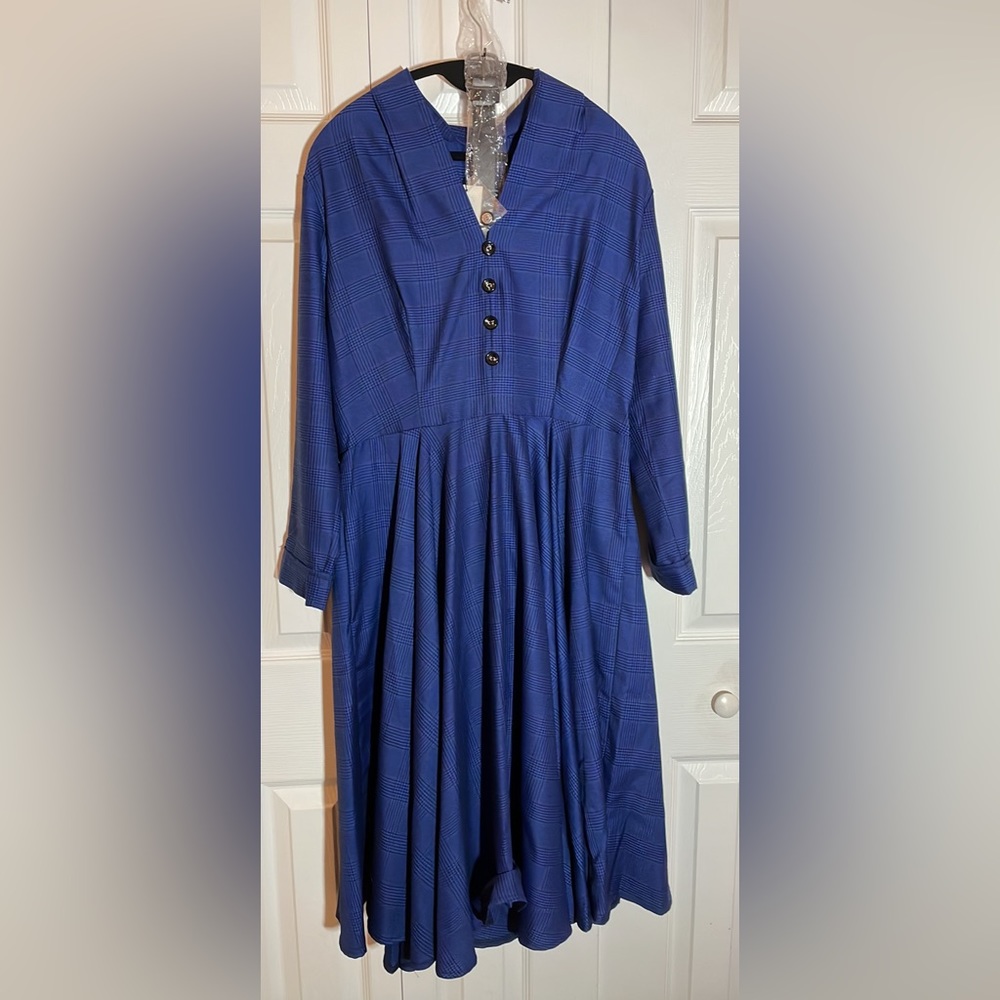 Unique Vintage XL NWT Navy Tartan Helena Dress